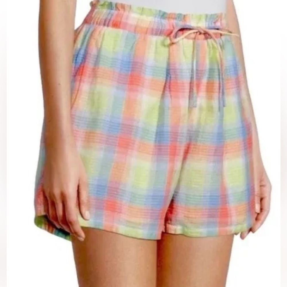 Johnny Was Workshop Delacey Plaid Paperbag Waist Shorts w Pockets w MEASUREMENTS - Picture 8 of 14